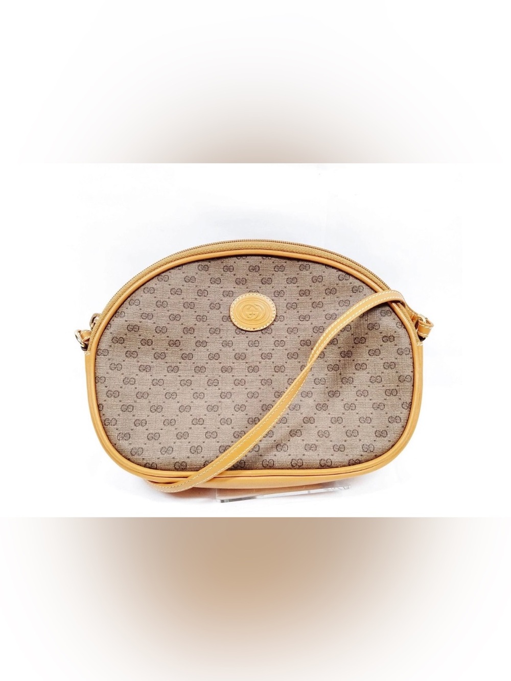 Gucci Beige/Brown GG Canvas Crossbody with Tan Leather Trim